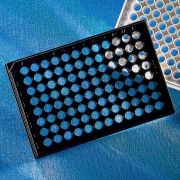 Планшет 96-луночный для ИФА, высокая адгезия, плоское дно, чёрный/прозрачный