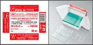 Стекла предметные, 76 × 26 × 2 мм, со шлифованным белым краем и матовым полем, Минимед